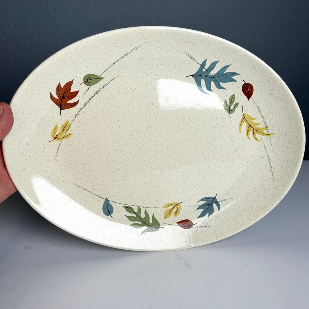 Vintage MCM Franciscan Autumn Leaves 13.75" Oval Serving Platter Atomic USA